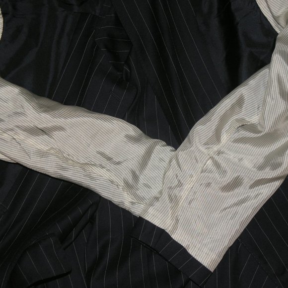 Arthur & Fox Flat Front Blue Striped Two Button Suit 44R - Picture 11 of 13